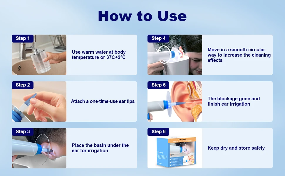 W30 Electric Ear Wax Removal Kit Cleaner Ear Irrigation Kit Washer Wax Remover 4 Pressure Settings Safe Ear Washer Device