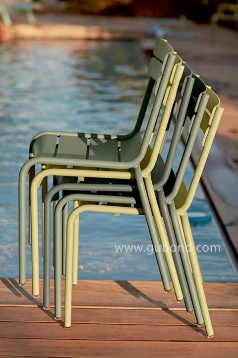 Outdoor Stackable Fermob Design Luxembourg Dining Chair with Aluminum Slat Garden Chair