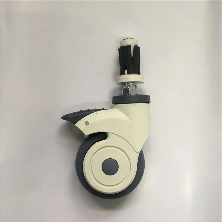 JQ Caster 75mm Medical Swivel Soft TPR Wheel Brake Mute Caster 3 inch