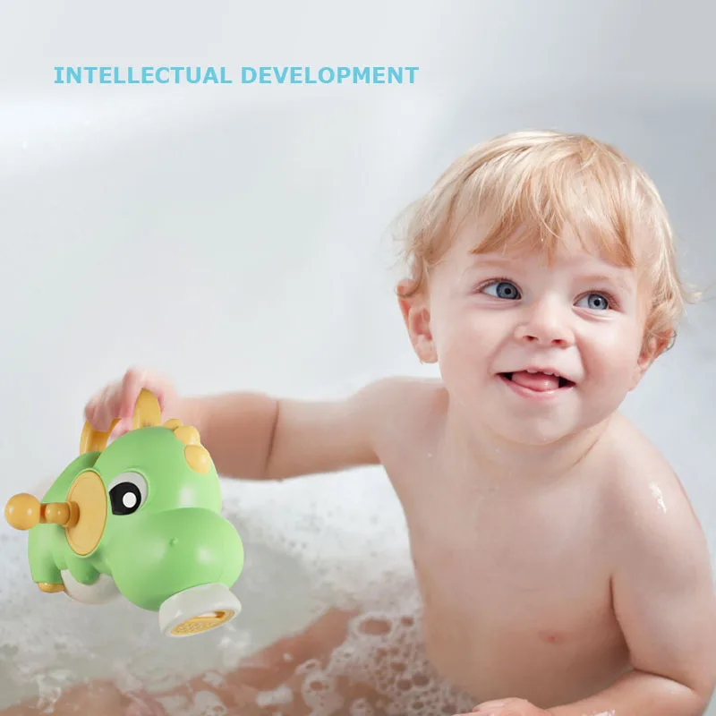 
Hand Winding Dinosaur Rainmaker Bath-Tube Shampoo Rinser Hand-held Shower Head Bath Pool Toy Interactive Toys for Kids 