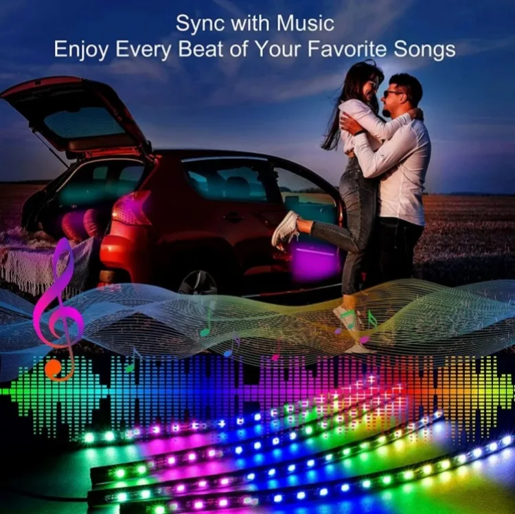 Car LED Light Strip Foot  App Control Voice Control USB Connector Atmosphere Light 36-72 LED Car Colorful Atmosphere Light