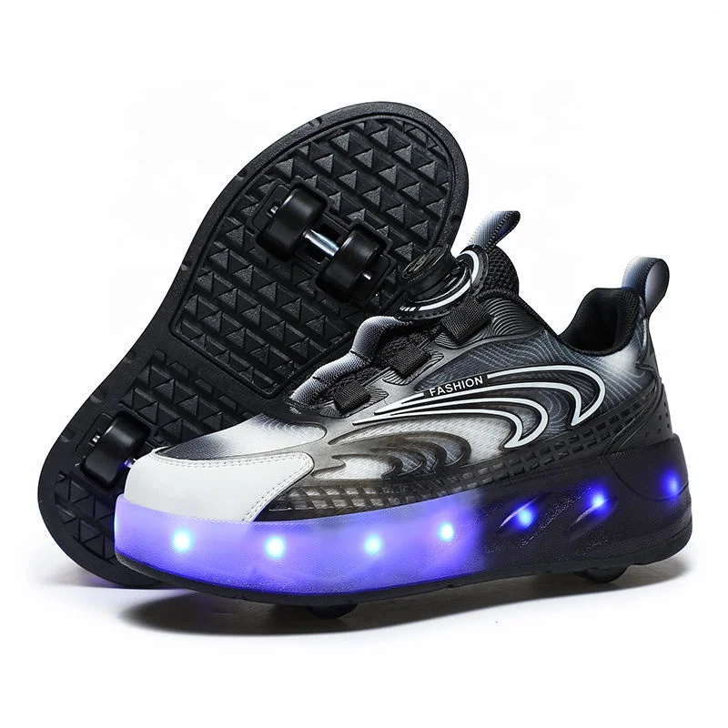 Boys Girls Flash Skate Wheel Shoes for Kids Light Up Shoes With 4 Big Wheels USB Rechargeable  Gift Outdoor Kids Shoes