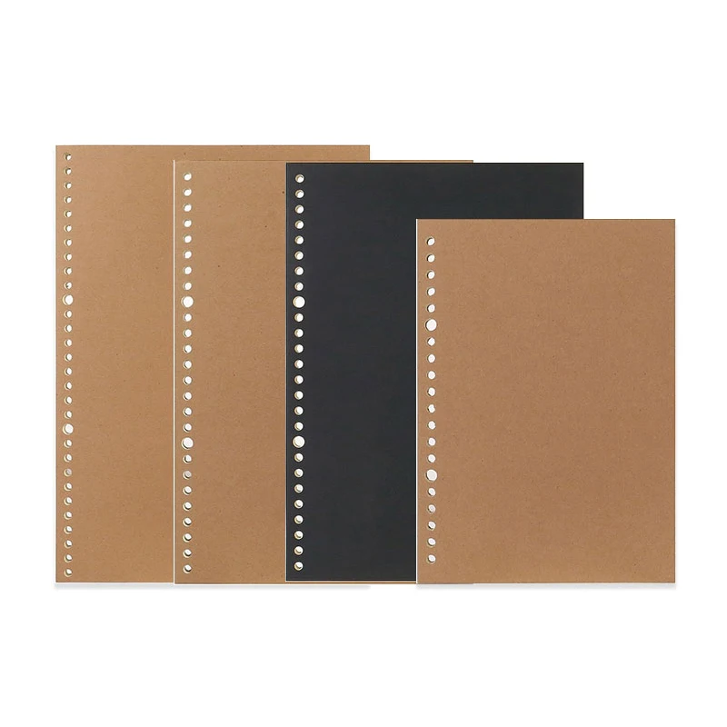 50 sheets A4 A5 B5  kraft & black cover 70g ivory loose leaf refill paper with dot line grid pages
