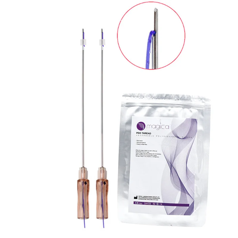 Factory cheapest  PDO PCL sharp needle cog 4D cog thread 23G 100mm face lifting thread