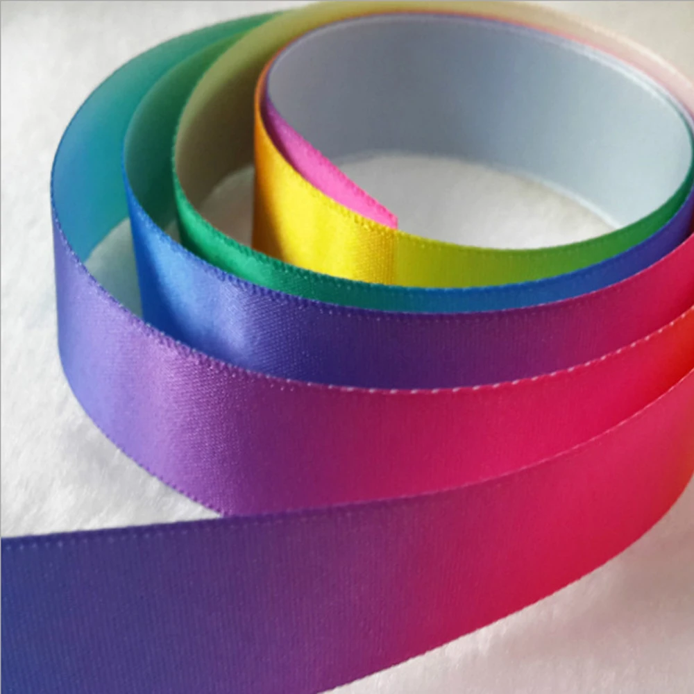 Satin Ribbon Rainbow Double Face RIBBONS 100% Polyester Pure Silk Satin Ribbon Customized Color Decoration 1000 Yards 6MM Width