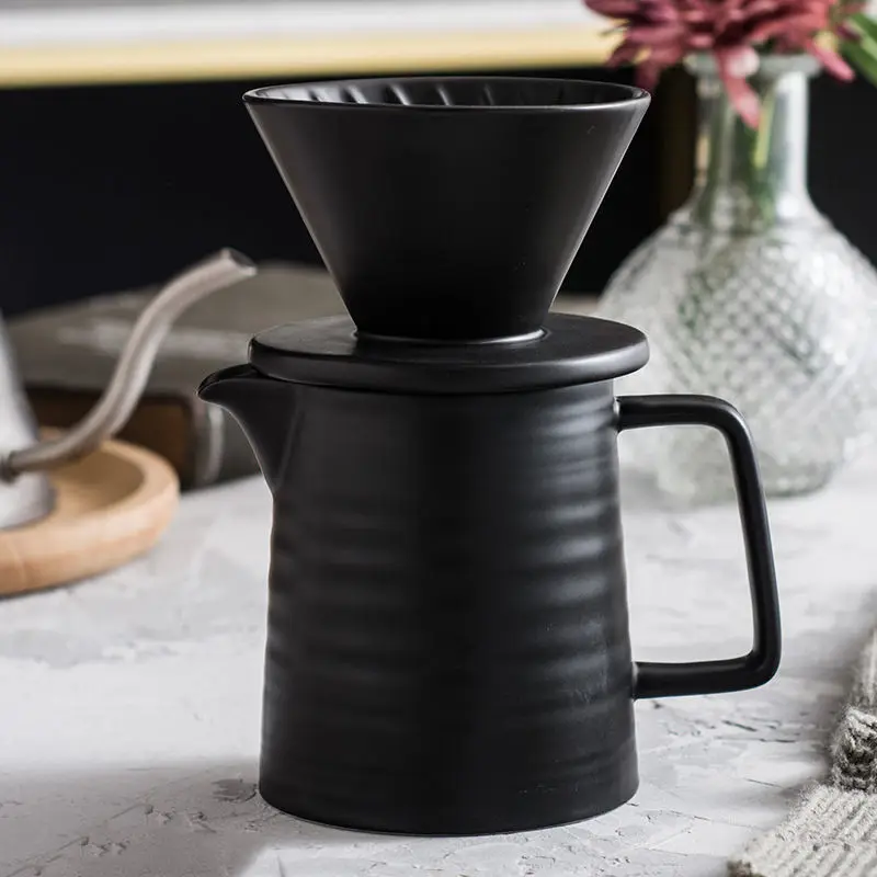 Hand Brewed Black Ceramic Coffee Filter Cup
