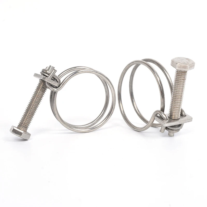 Factory Wholesale 304 Stainless Steel Pipe Clamps Double Wire Bolts Adjustable T Bolt Double Wire Hose Clamp