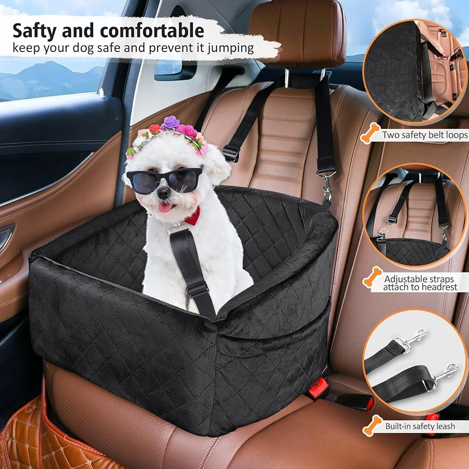 Dog Car Seat for Small Medium Dogs, Memory Foam Booster Car Seat for Dogs Elevated Pet Car Seat
