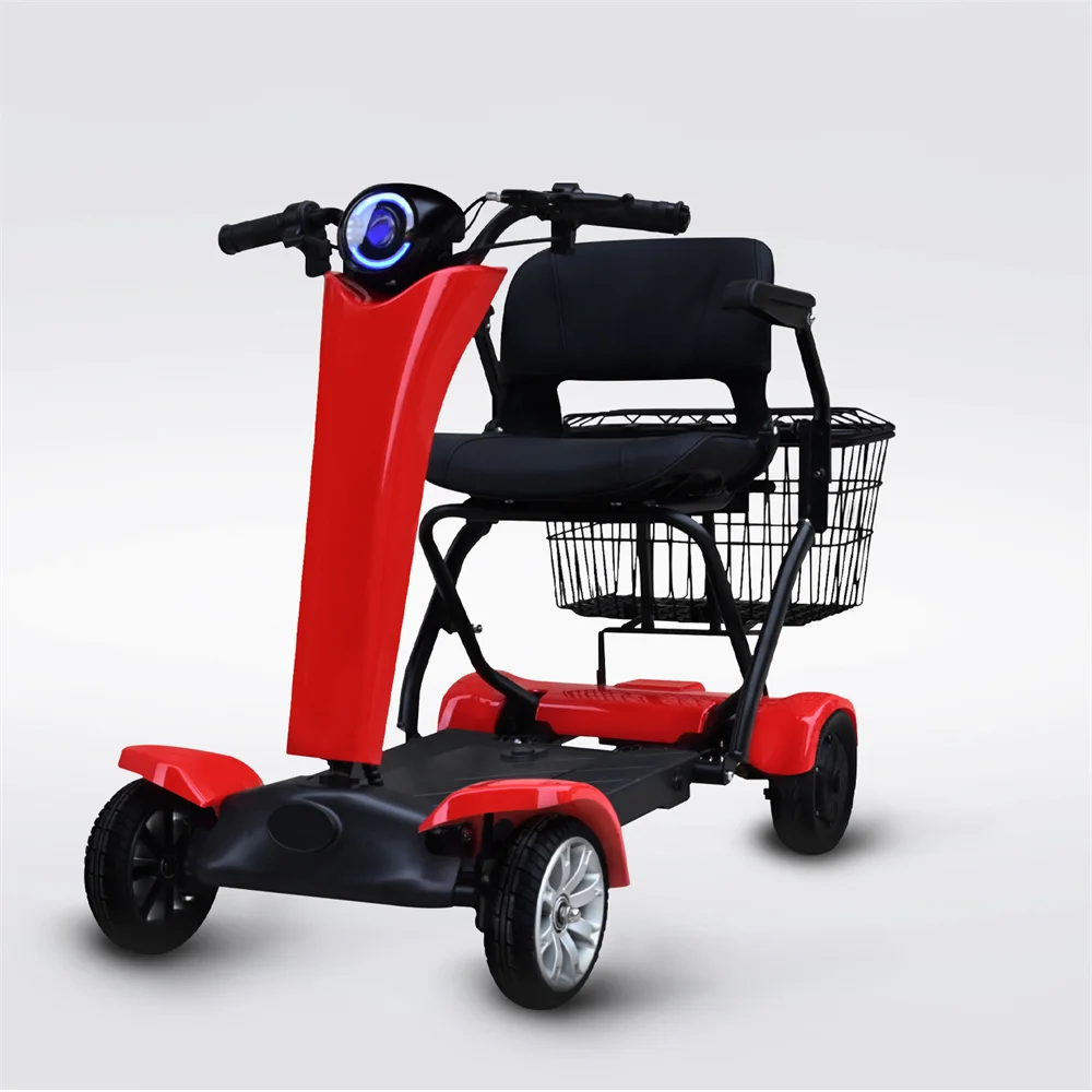 Great cart for a good price Auto Fold 4 wheelchair scooter 4 wheel club drive lithium scooter auto folding mobility scooter