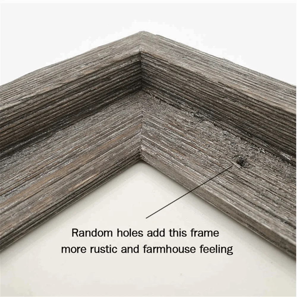 Shabby chic design gray-toned barnwood 11x14 wall mountable home decor hot sale custom frames photo wooden wall