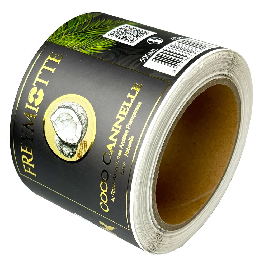 Hot Stamping Custom Printed Vinyl Packing Stickers Sticker Logo Label Stick Roll Gold Foil Sticker Label Custom