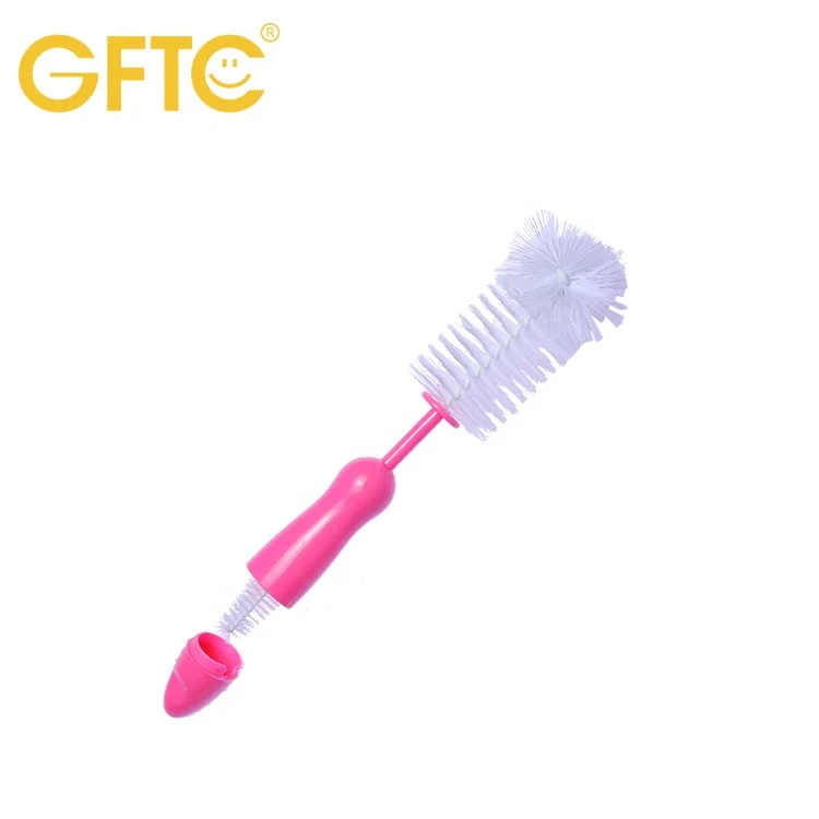 2024 OEM ODM Portable Usage Long Handle Plastic Baby Bottle and Nipple Brush Set