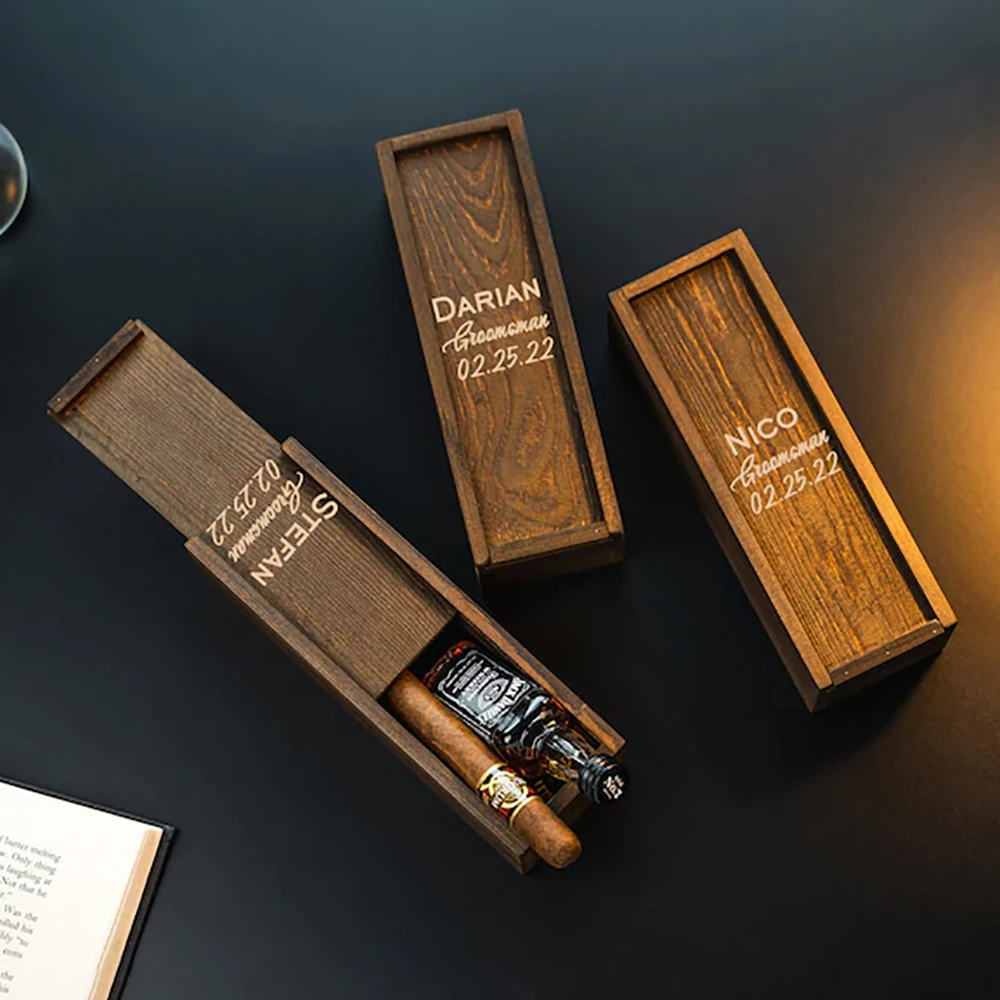 Portable Custom Size Wooden  gift box Wine Packaging Box Romantic cigar whisky perfume wooden cigar box