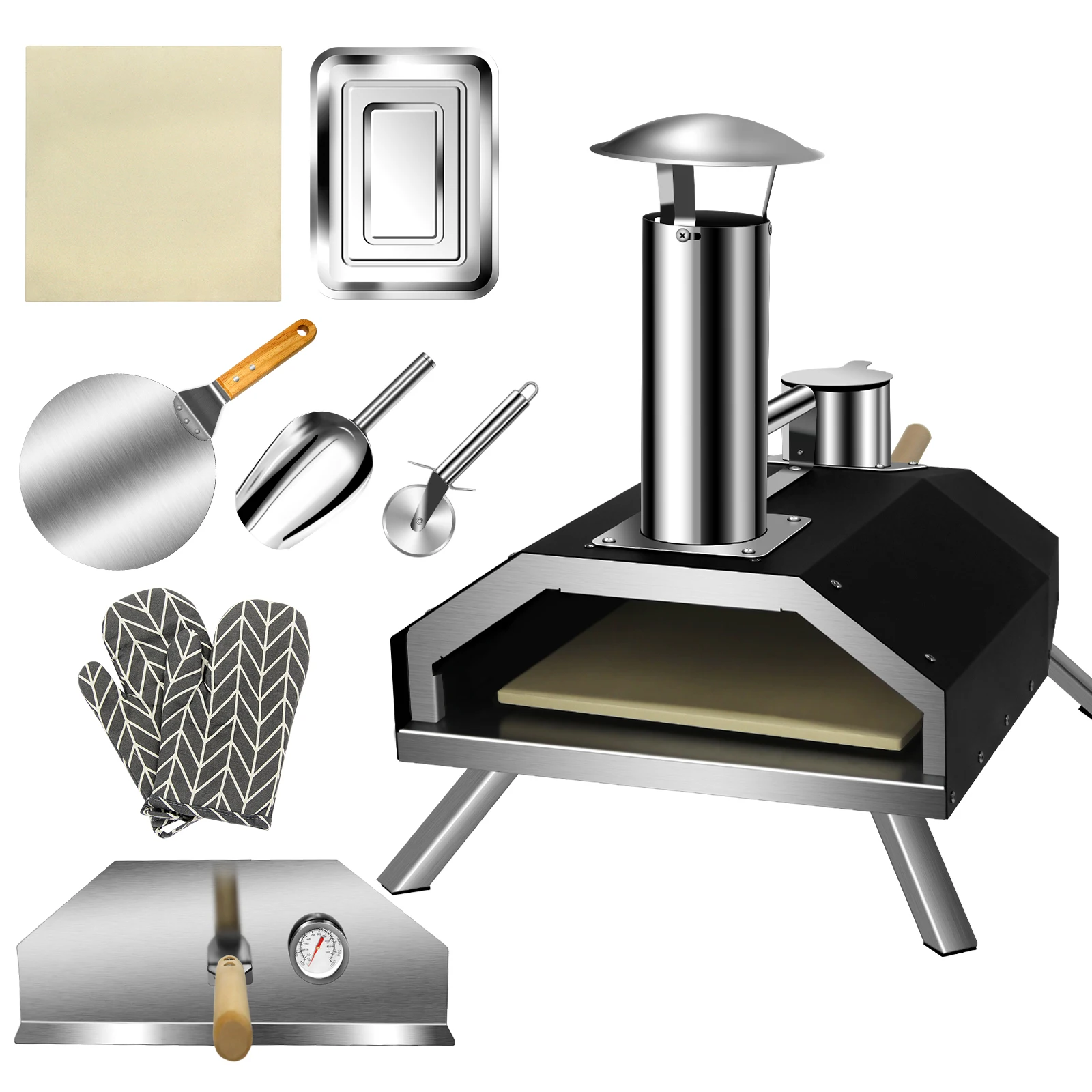 garden portable mini pellet charcoal BBQ grill wood fire smokeless toasters pizza oven outdoor