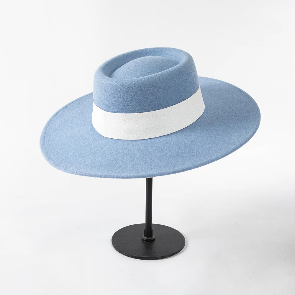Wholesale High Quality Australian Wool Wide Stiff Brim Felt Pork Pie Hat For Men Women