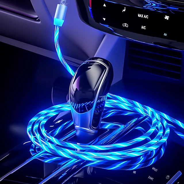 Amazon top seller LED RGB colors glow flowing light magnetic 3 in 1 phone charging cable