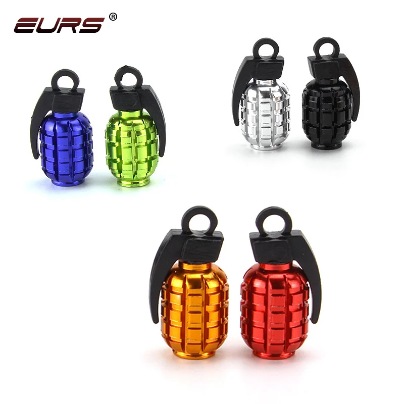 EURS hot car tire valve cover mine grenade aluminum alloy new valve grenade shape valve cover plug