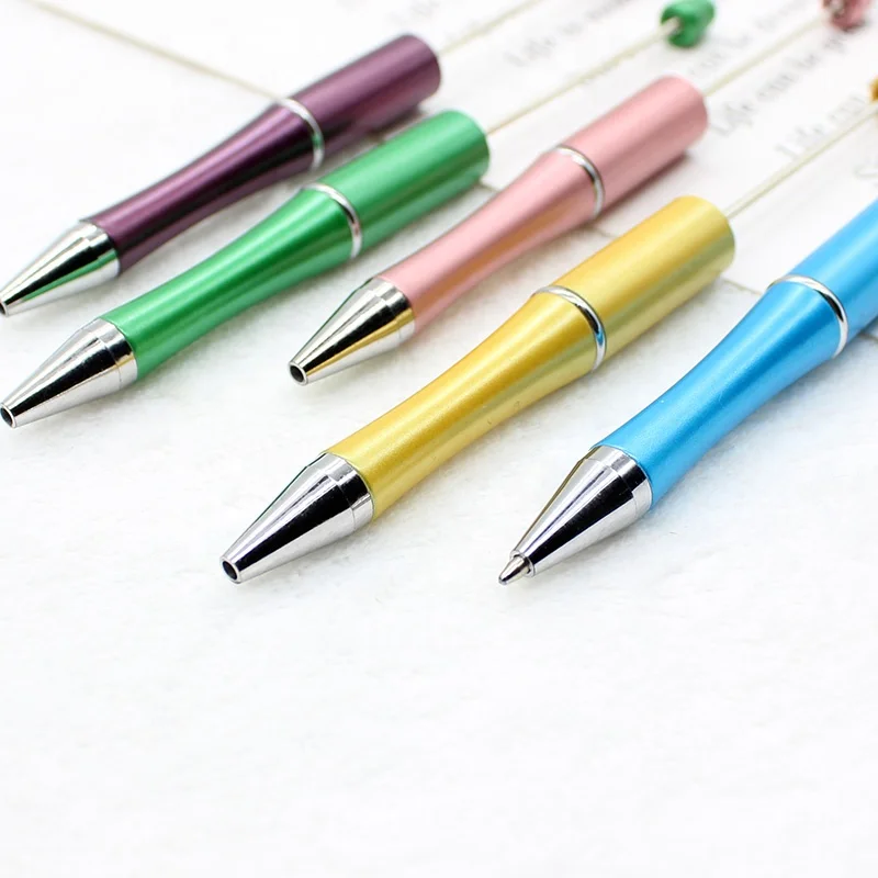 Plastic Beadable Ball Pen Bead Pens for DIY Present Kids Students Office School Supplies