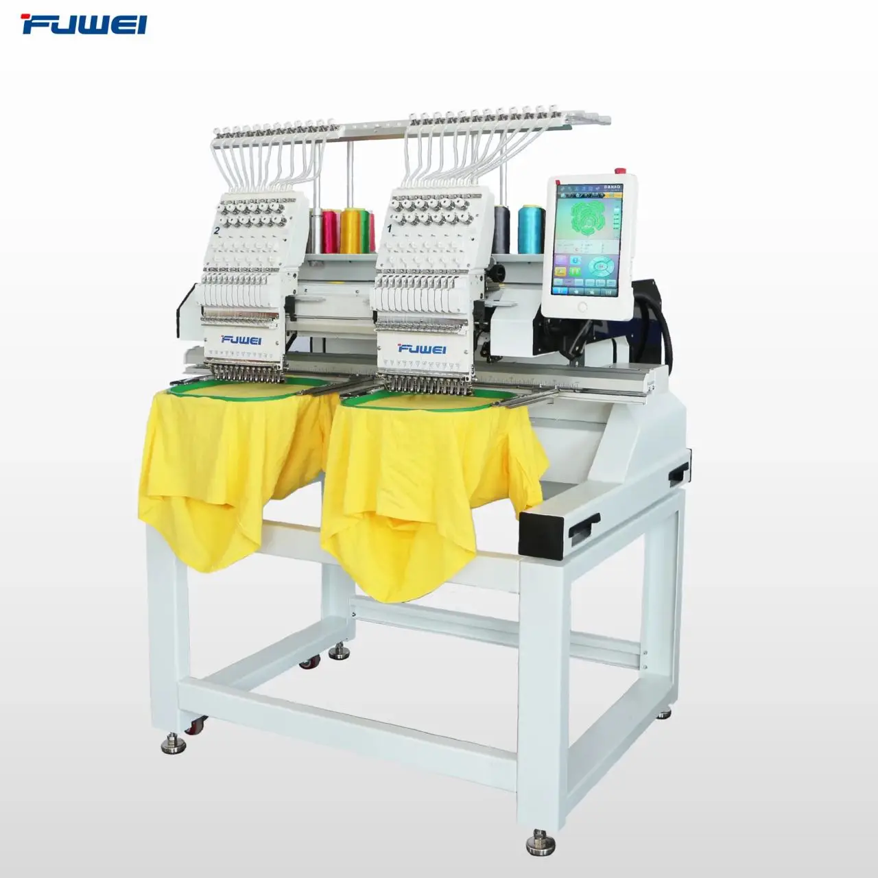 china top 2 head embroidery machine 1502  hat t-shirt flat commercial embroidery machine