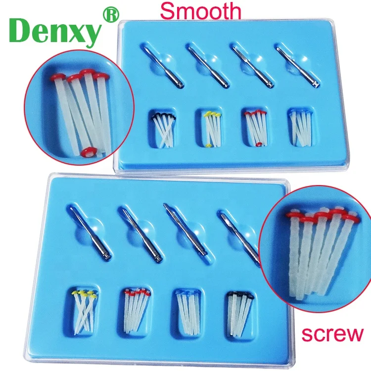 Denxy Denture Screw Fiber Post Repair tooth material crown dental fiber glass dental quartz fiber post with 4 dental drills