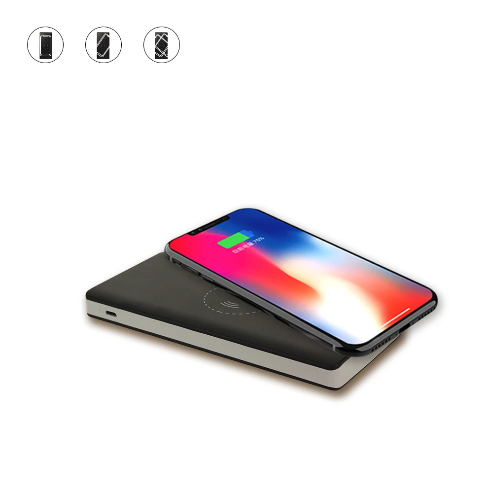 Hot selling PD18W multiple Ultra-thin Charger flashlight  Wireless Power Banks 10000mah with Rohs