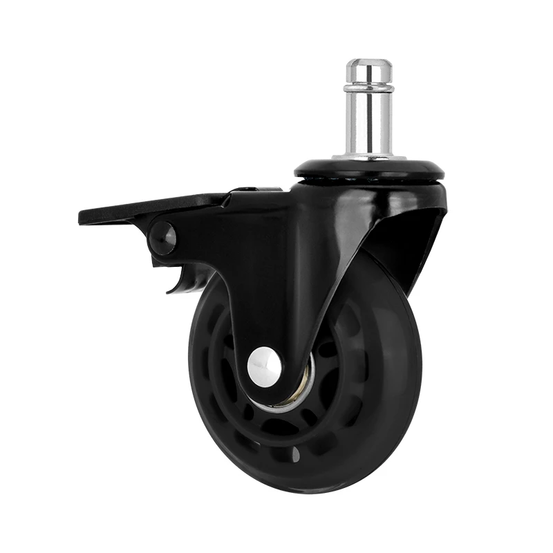 Universal 2.5 Inch Industrial Medical Heavy Duty Wheel Office Chair Caster Wheel PU Swivel Furniture Chair Caster with Brake