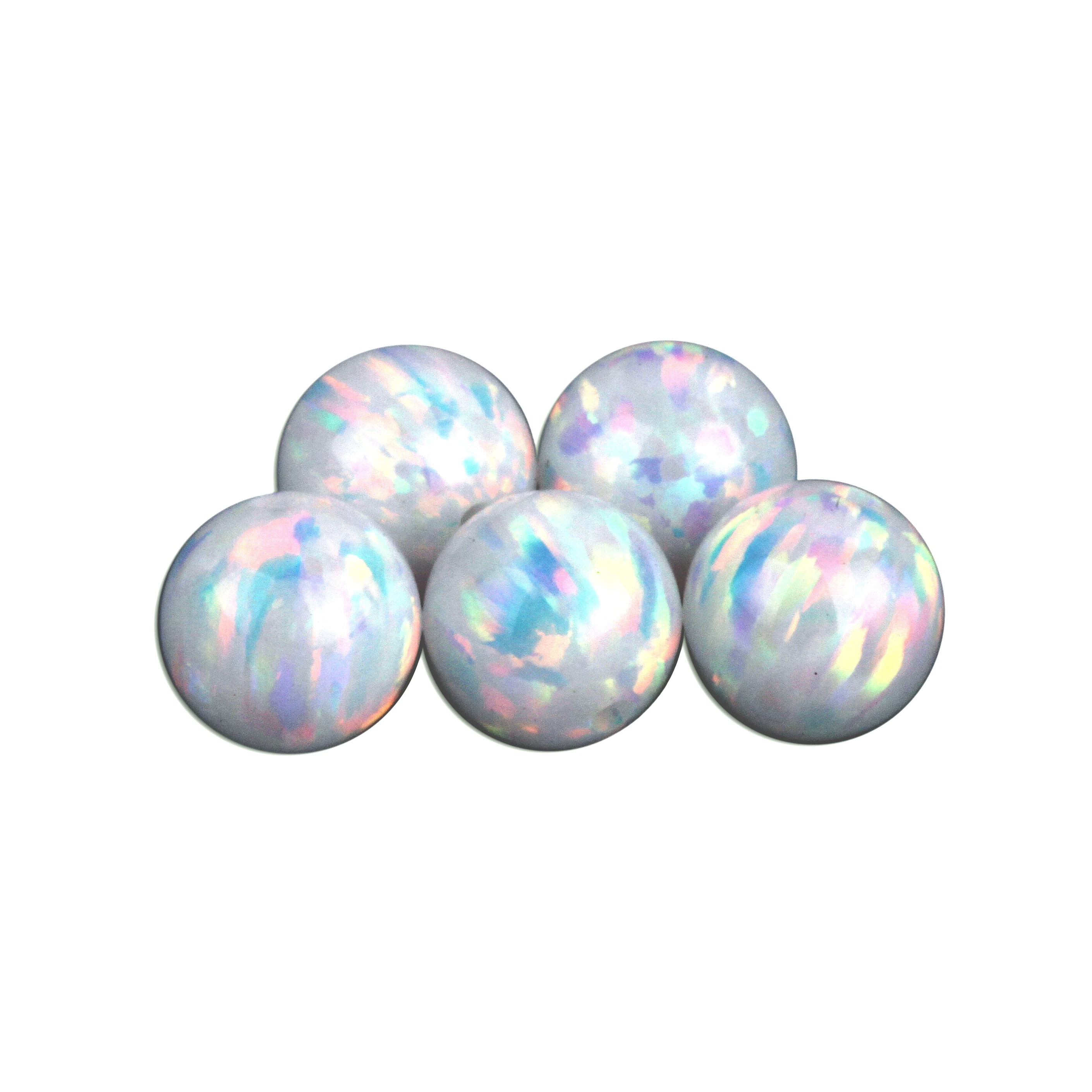 2024 Hot sell white opal beads synthetic ball shape kyocera opal OP17 popular jewelry beads full/half drill hole