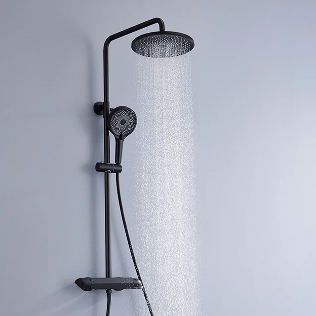 Stainless Steel Bathroom Shower Set Floor Stand Freestanding Round Bathtub Faucet Accessories Shower System For Bathroom