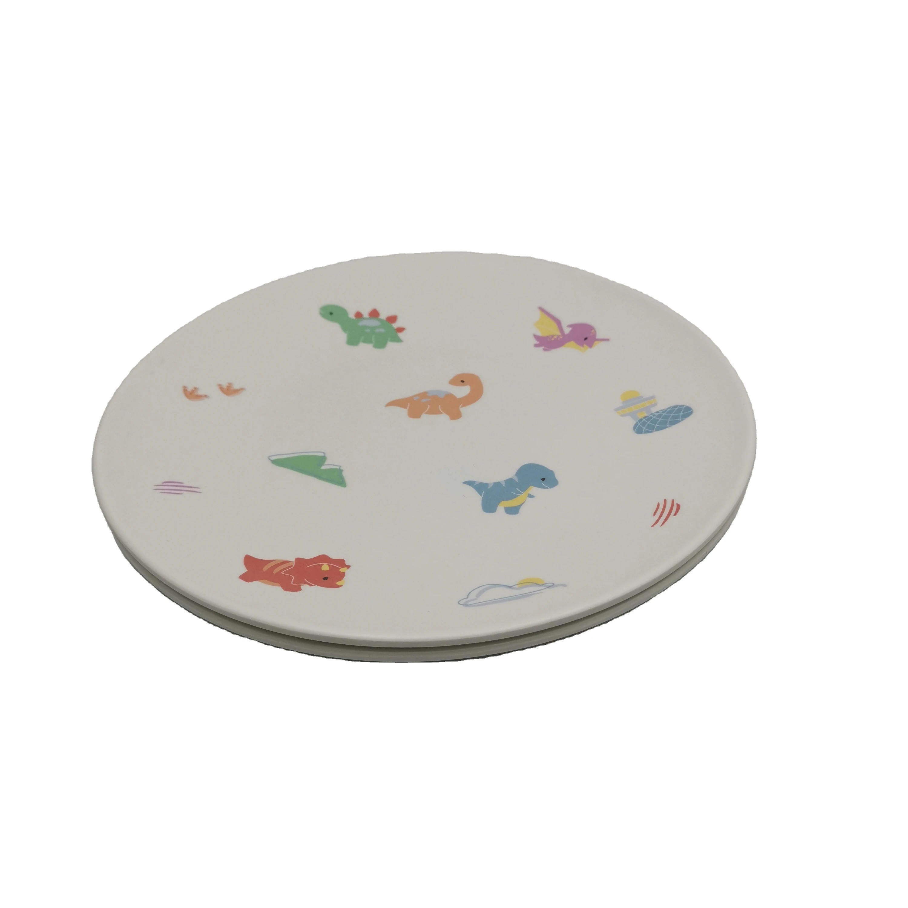Simple Design Support dinosaur printed Customize Melamine Bamboo Fiber Plates and Dishes For boys