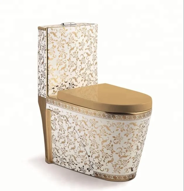 China factory Modern Golden Sanitary Wares Wc One Pieces Gold Plating Toilet for sanitary ware
