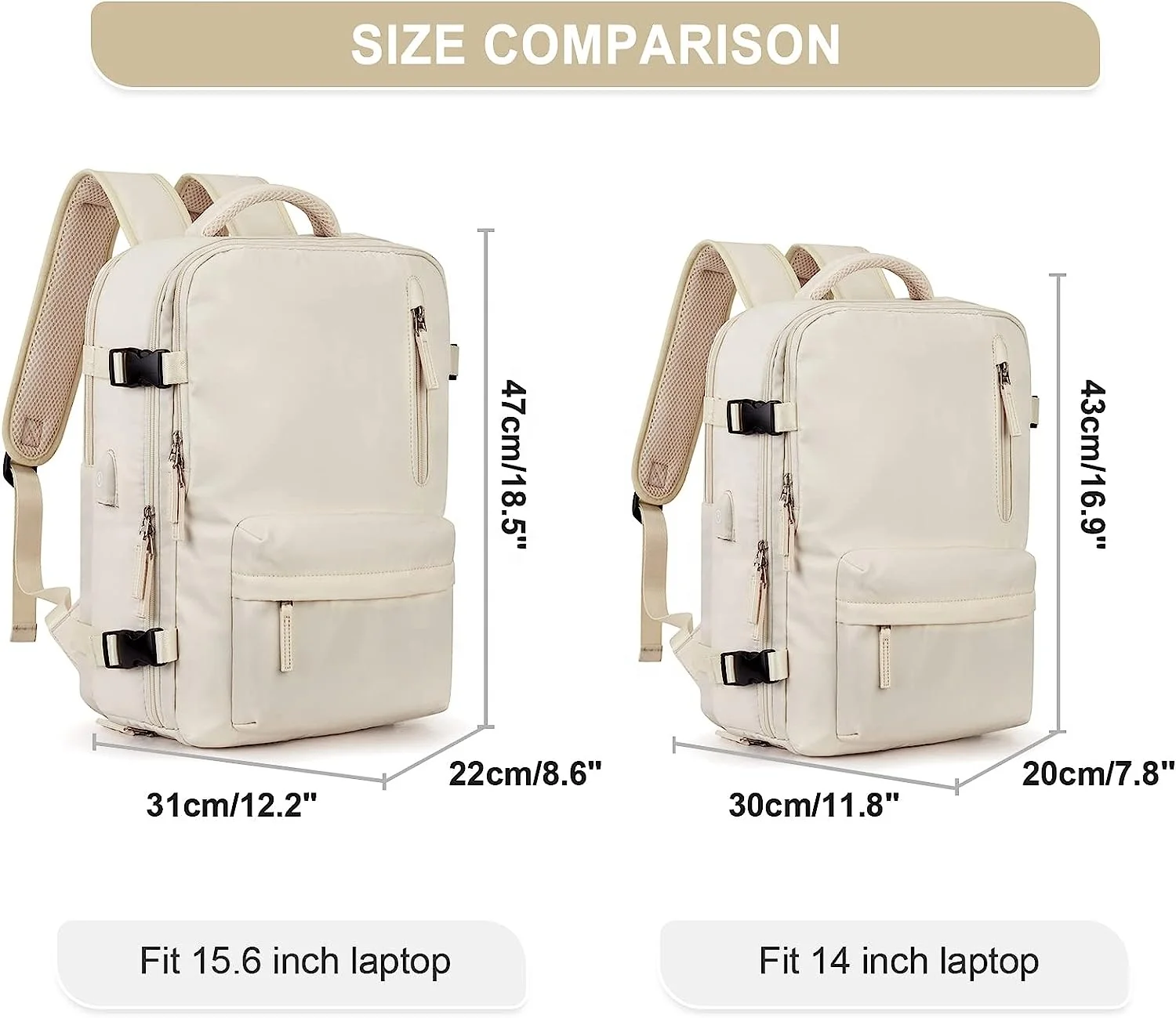Custom Beige Large Multi-functional Travel Daily Causal Backpack Men Women