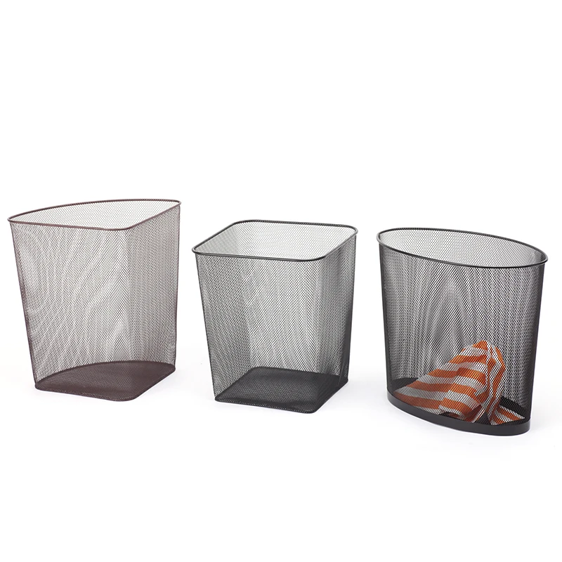 Wire mesh waste basket office can trash liner