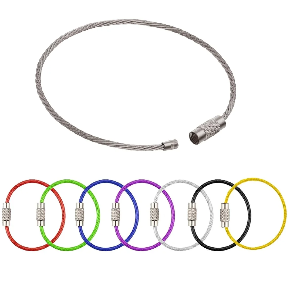 Stainless Steel Loops 1.5mm Coated Wire stainless steel Keychain Custom Metal Keychain Custom for Luggage Tags
