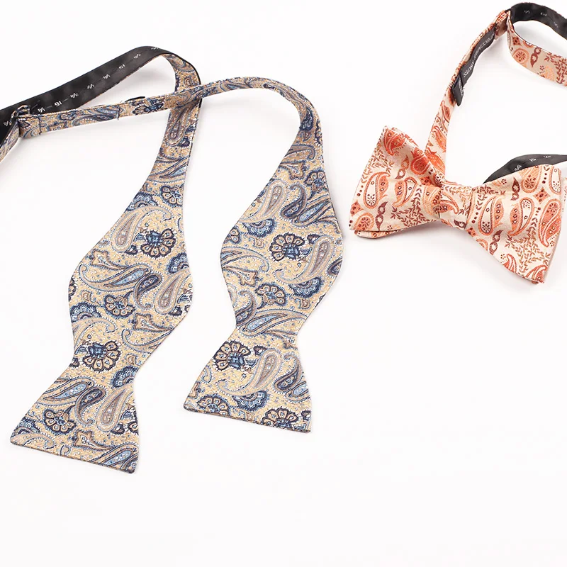 Chinese Manufacturer Hot Selling Bow Tie Good Quality Fashion Two Colors Paisley Design 100% Pure Silk Self Tie Bow Tie