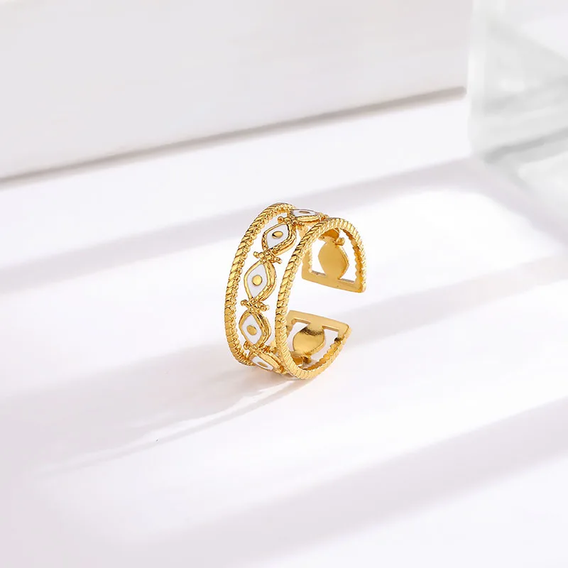 Высокое качество модные ювелирные кольца 18 K настоящая позолоченная эмаль из нержавеющей стали для девочек