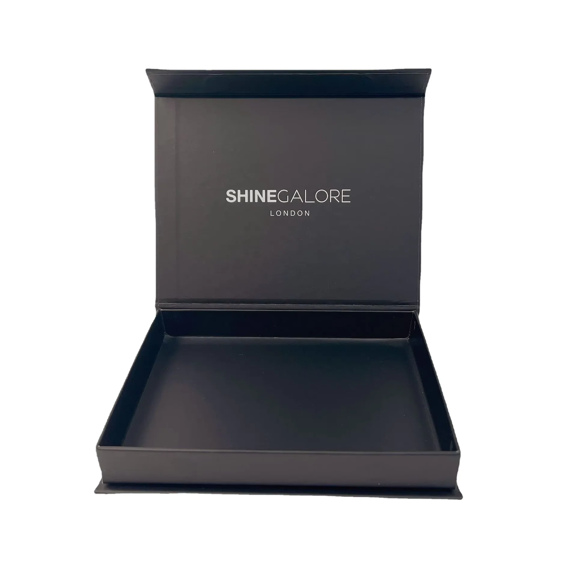 Custom printed luxury cosmetic magnet form clamshell box black jewelry magnetic gift box