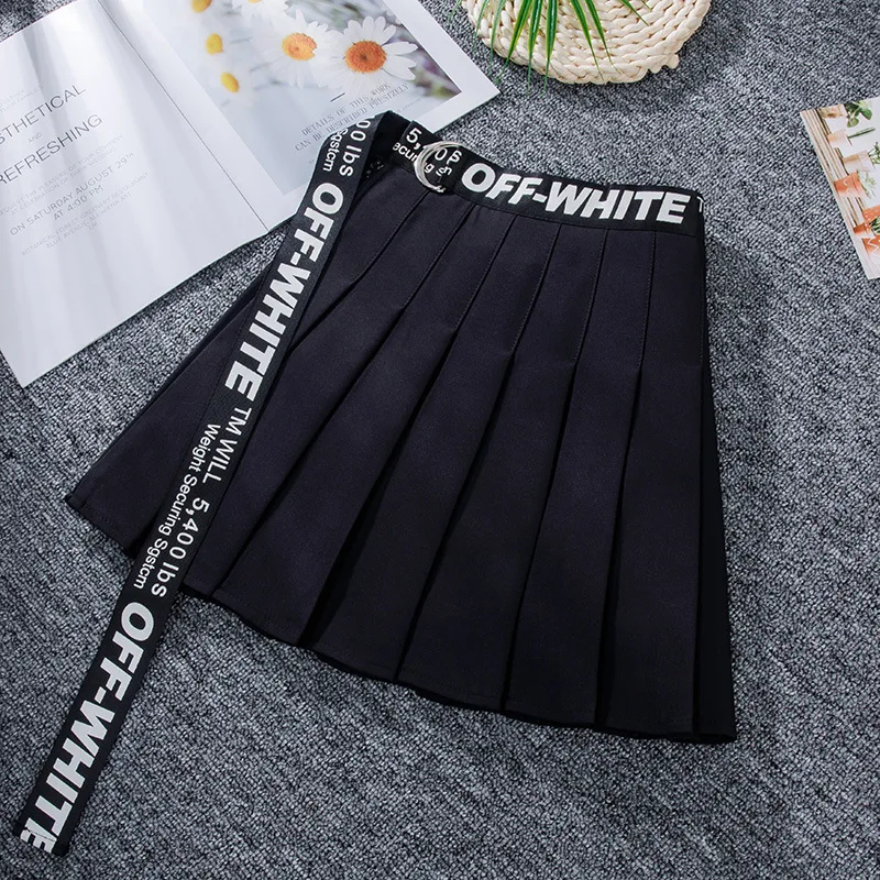Black White Women Wrap Pleated Skirt Harajuku Preppy Style Cute Japanese School Uniforms Lace Up Ladies Mini Skirt VD2331