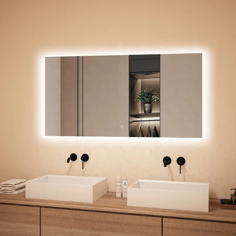 touch screen with color temperature Changing mirror anti fog bathroom for led mirror