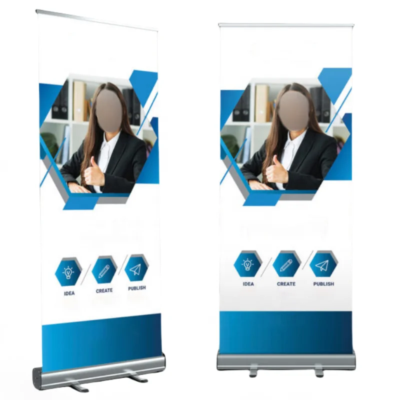 Custom Design Advertising Portable Retractable Aluminum Roll Up Banner 80 X 200 Cm Pull Up Stand Banner Roll Up Banner