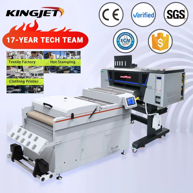 Kingjet dtf printer I3200 xp600 60cm dual head powder shaker impression dtf A3 transfers for tshirt printing machine