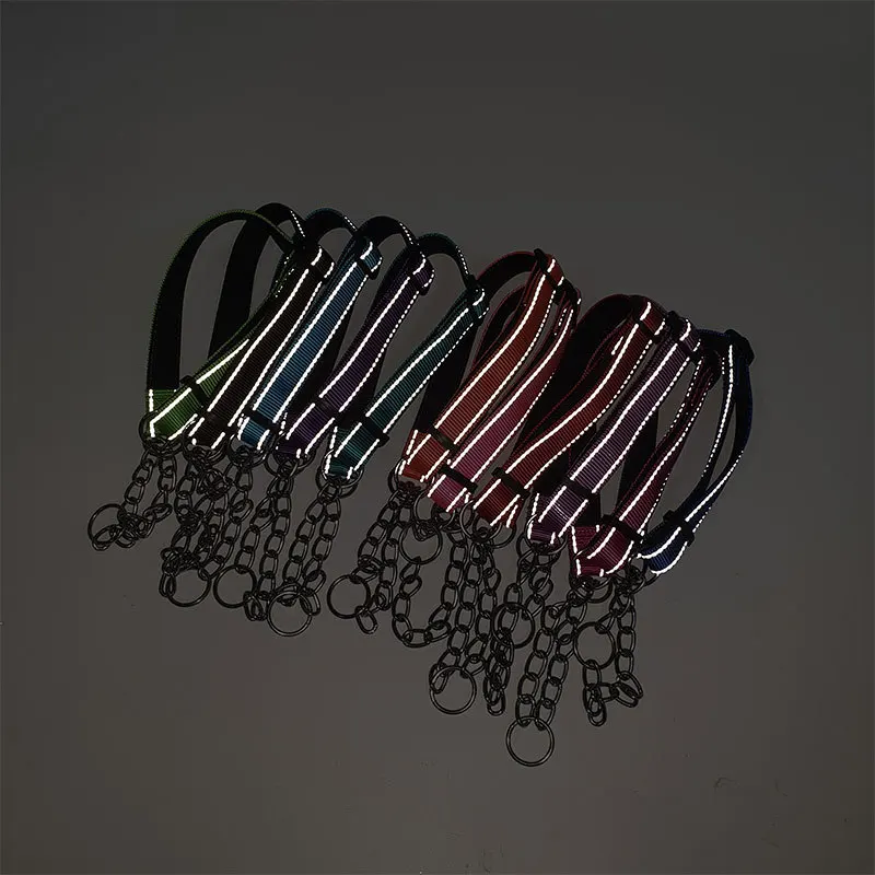 Adjustable Dog Collar Half Semi Choke Choker Check Chain Nylon Training Trainer