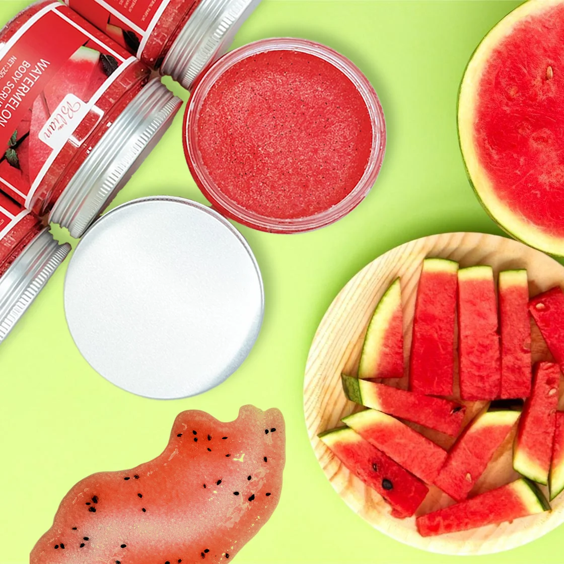 Оптовая продажа готово к отправке веганских материалов арбуз Соль Мертвого моря отбеливание быстро спа-скраб Осветляющий метка частного назначения скраб для