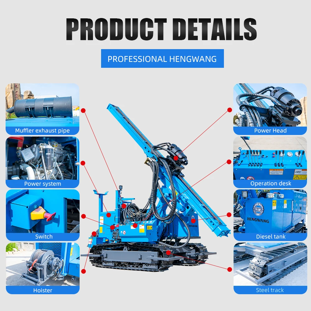 HENGWANG Top Quality Solar Piling Machine for Ground Mount Systems Boost Your Solar Energy Projects Efficiency