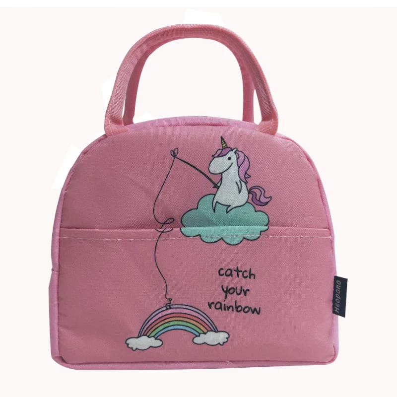 Heopono Waterproof Simple Elegant Design Fashion Child Cute Polyester Best Cheap Large Insulated Bags For Food Lunch Cooler