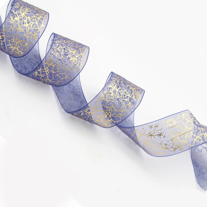 5yards/Lot  25mm   Christmas  Ribbons  Gift Wrapping  Gold Wired Organza Ribbon P0102