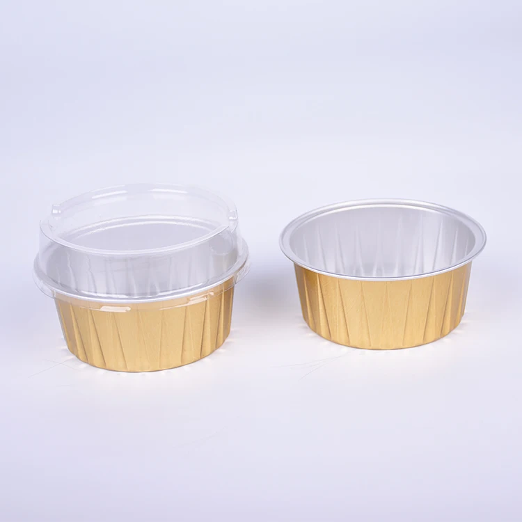 Disposable coloured 130ml round shape aluminum foil container small smoothwall foil container