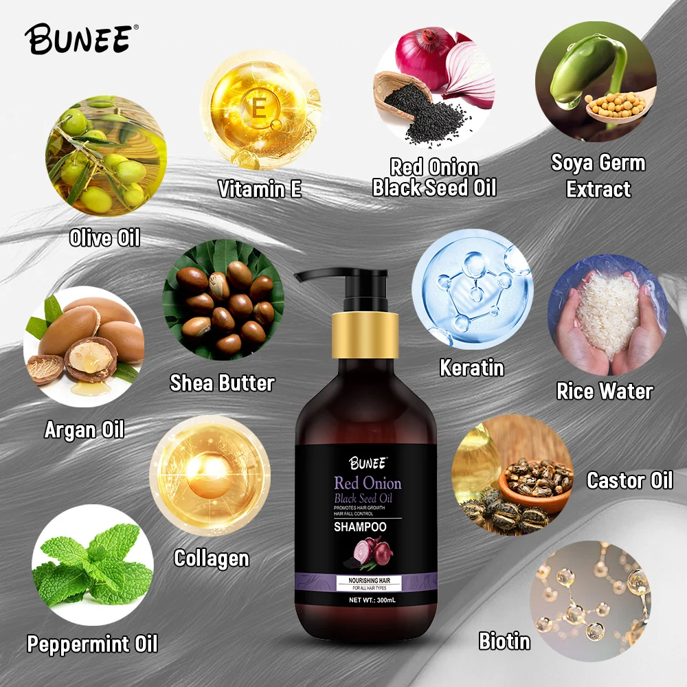BUNEE Private Label onion Plant Extract Hair Growth Anti Hair Loss hair Shampoo
