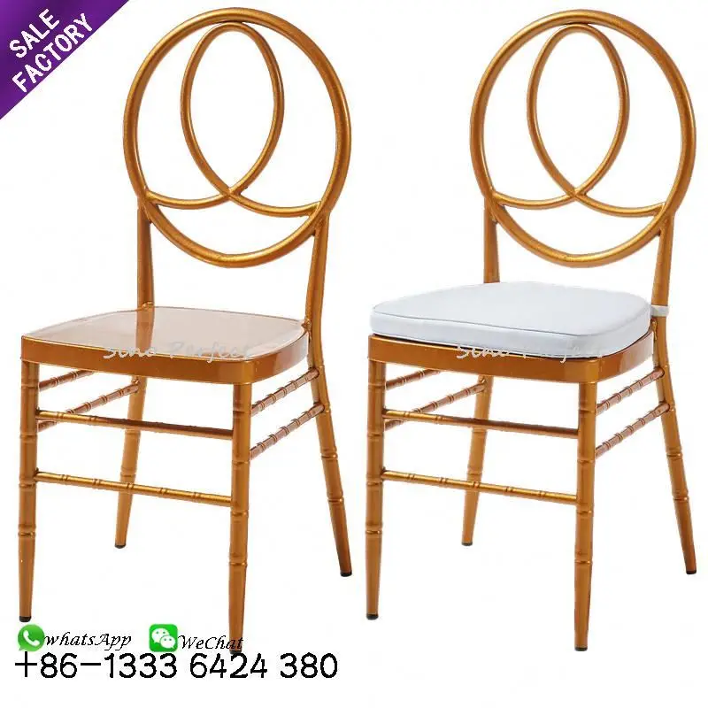 Поставщик из Китая, качественные золотистые белые штабелируемые железные банкетные стулья Тиффани, свадебные стулья для вечеринки