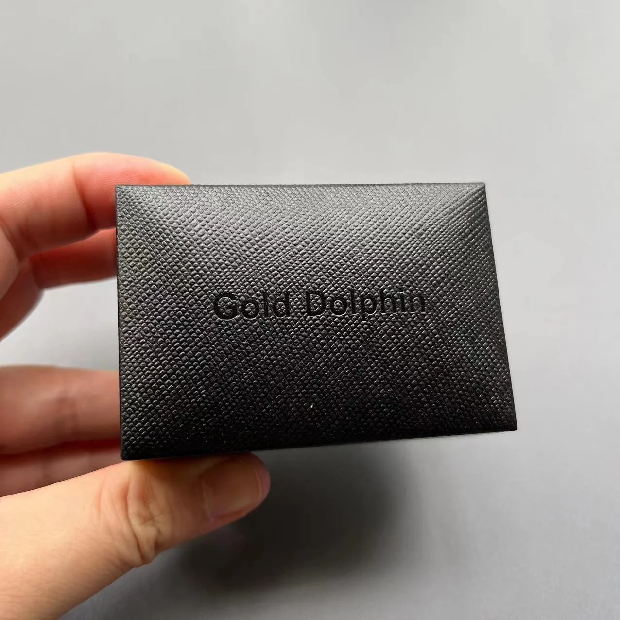 Luxury Personalized Logo Black Jewelry Ring Box With Black Print Logo With Hinge Closure For Ring Earring Gift Paper Box