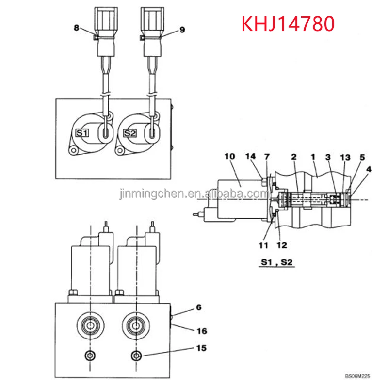 Original Excavator Solenoid Valve KHJ14780 For SH130-5 SH210-5 SH350-5 SH470-5 LBX210X2 LBX350X2